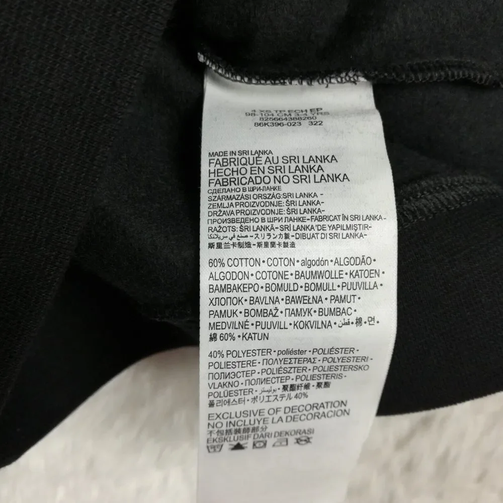 Nike Boys Sweatshirt Swoosh Big Logo Black‎ Crew Neck Screenprint 4 New